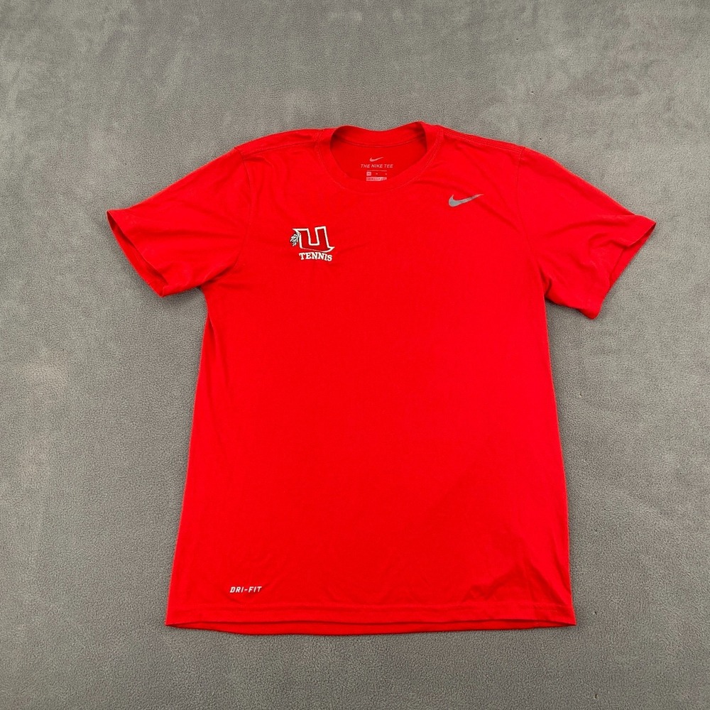 Utah Utes Tennis T Shirt Men Medium Red Nike NCAA Football Sports Swoosh Dri Fit